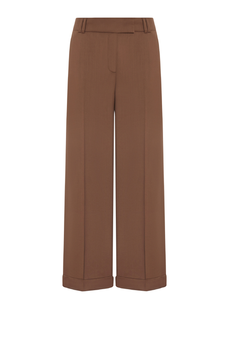 Pantaloni culotte maro din lână virgină