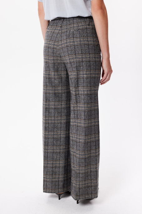 Pantaloni din lână în carouri gri