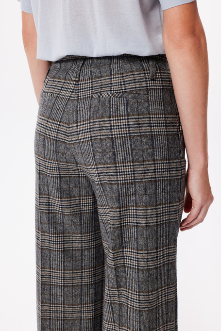 Pantaloni din lână în carouri gri