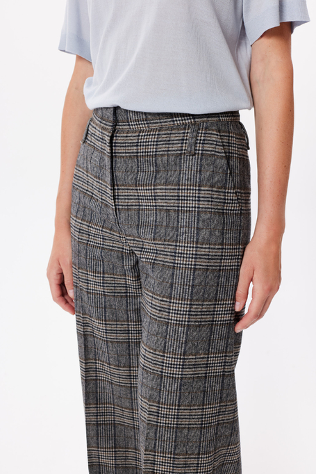 Pantaloni din lână în carouri gri
