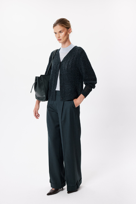Cardigan verde smarald cu lână de alpaca