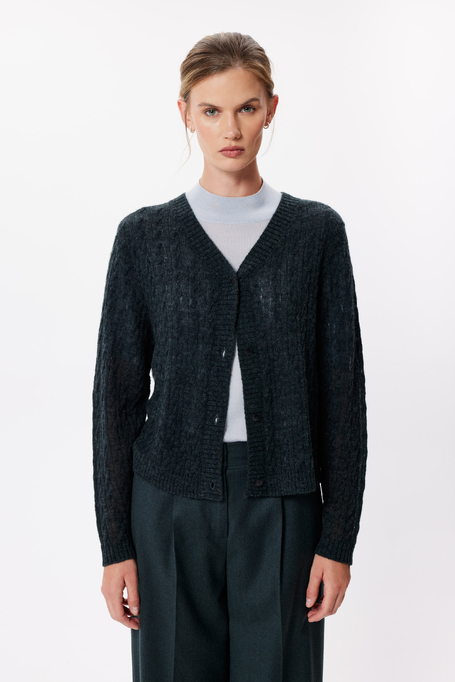 Cardigan verde smarald cu lână de alpaca