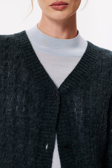 Cardigan verde smarald cu lână de alpaca