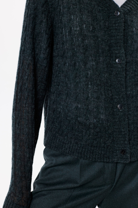 Cardigan verde smarald cu lână de alpaca