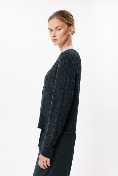 Cardigan verde smarald cu lână de alpaca