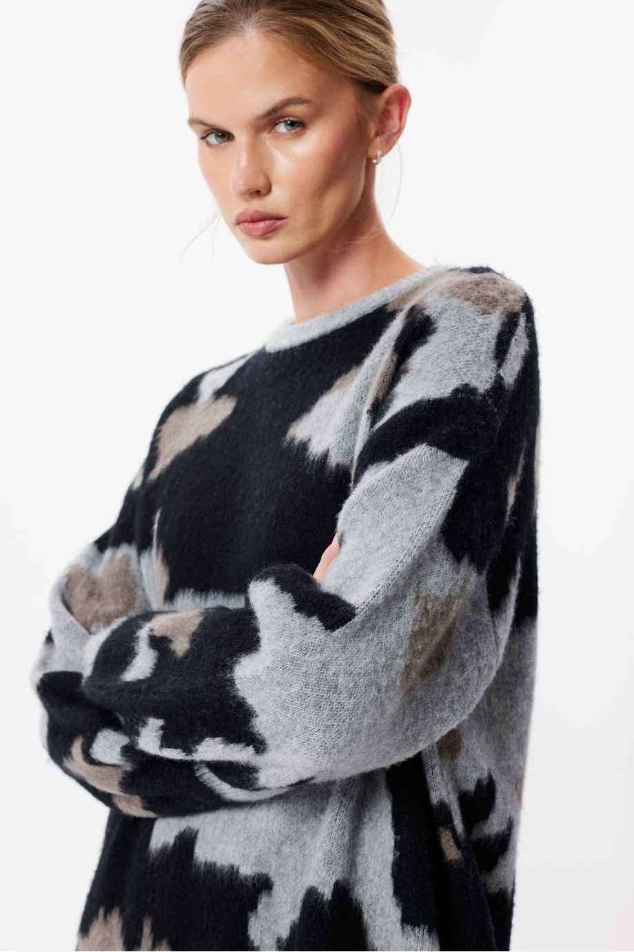 Pulover tricotat lejer, cu model și cașmir Pulover tricotat lejer, cu model și cașmir