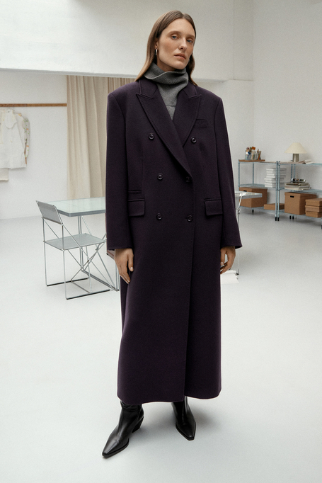 Palton mov din lână, la două rânduri - Patrizia Aryton