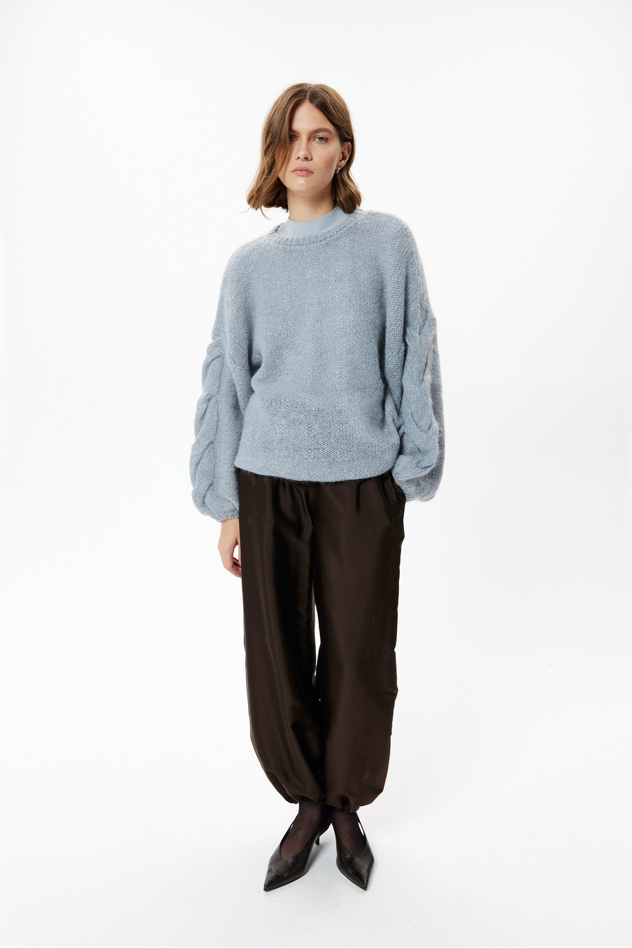Pulover albastru deschis cu mohair Pulover albastru deschis cu mohair