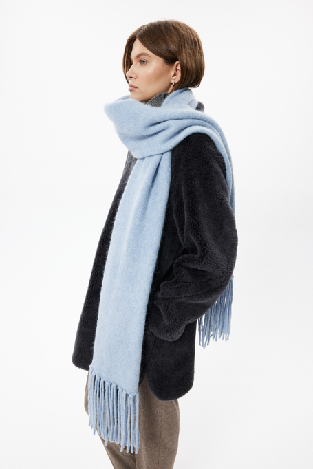 Fular bleu cu lână de alpaca